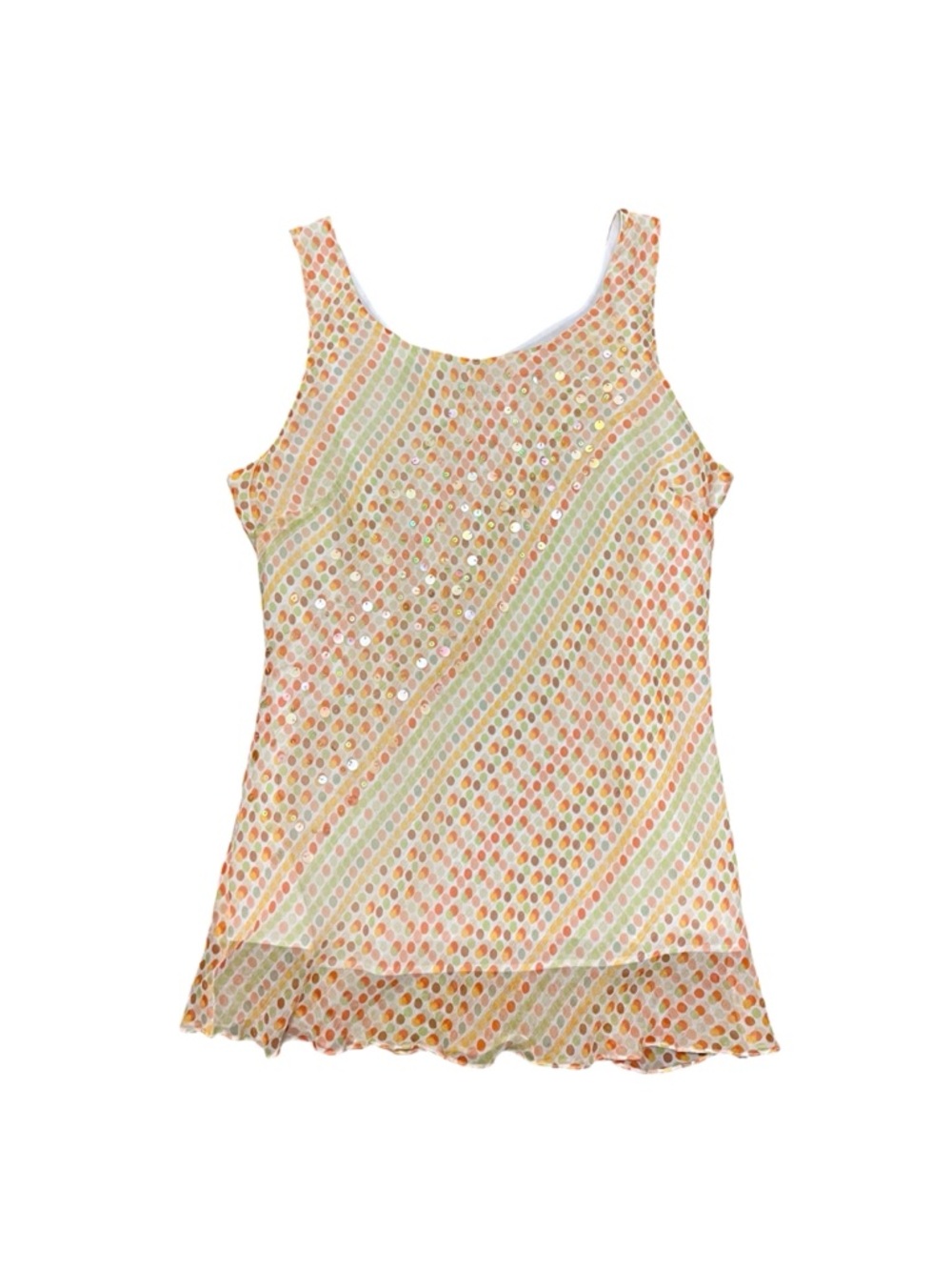 Vintage Y2K Bob Mackie Silk Polka Dot Sequins Tank Top